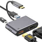 4-in-1 Adapter | USB-C to HUB PD | HDTV + VGA + USB