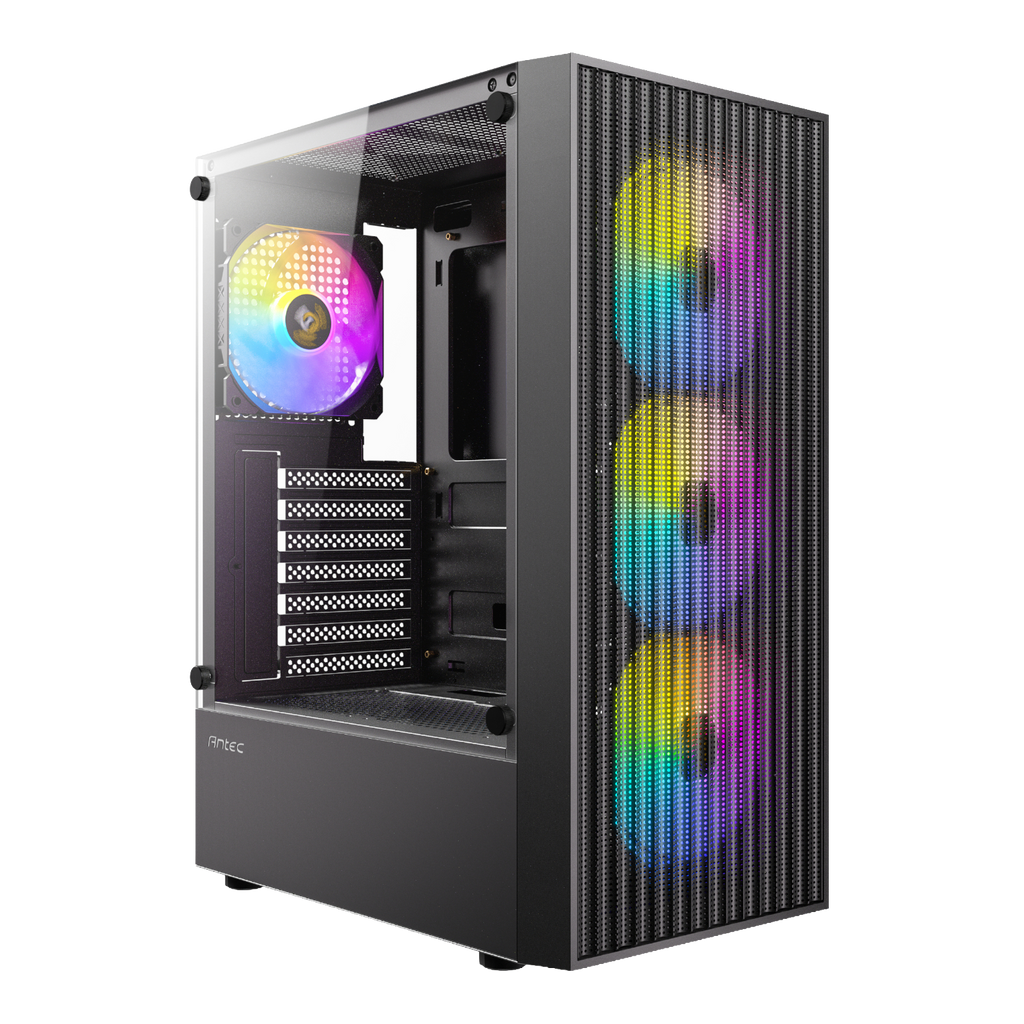 Antec AX27 RGB ELITE ATX Gaming Chassis WITH 4 RGB FANS – Black (NEW)