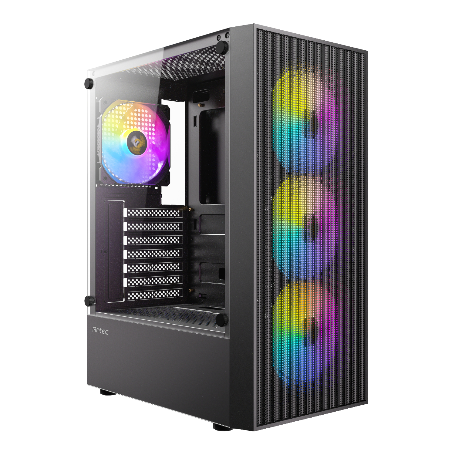 Antec AX27 RGB ELITE ATX Gaming Chassis WITH 4 RGB FANS – Black (NEW)