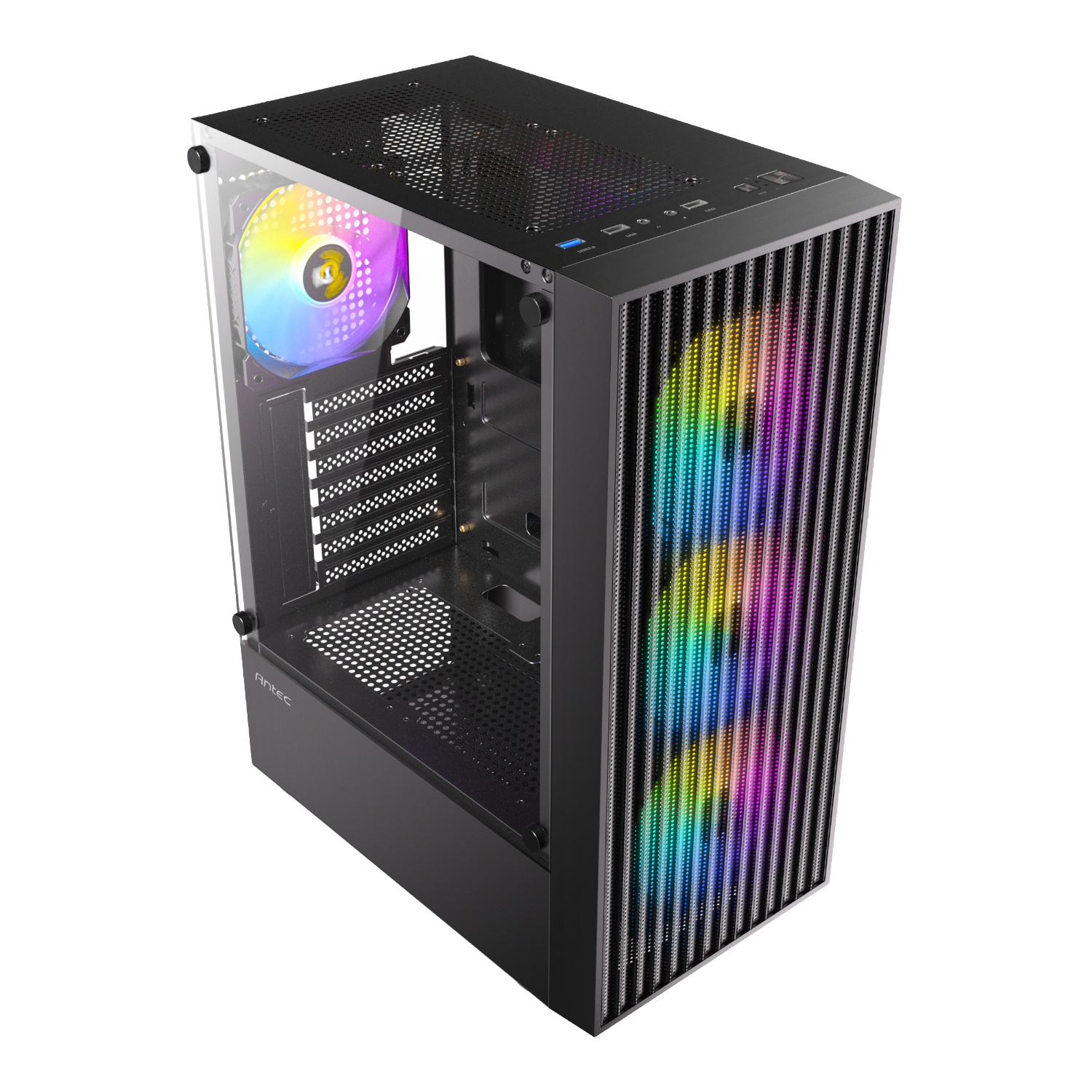 Antec AX27 RGB ELITE ATX Gaming Chassis WITH 4 RGB FANS – Black (NEW)