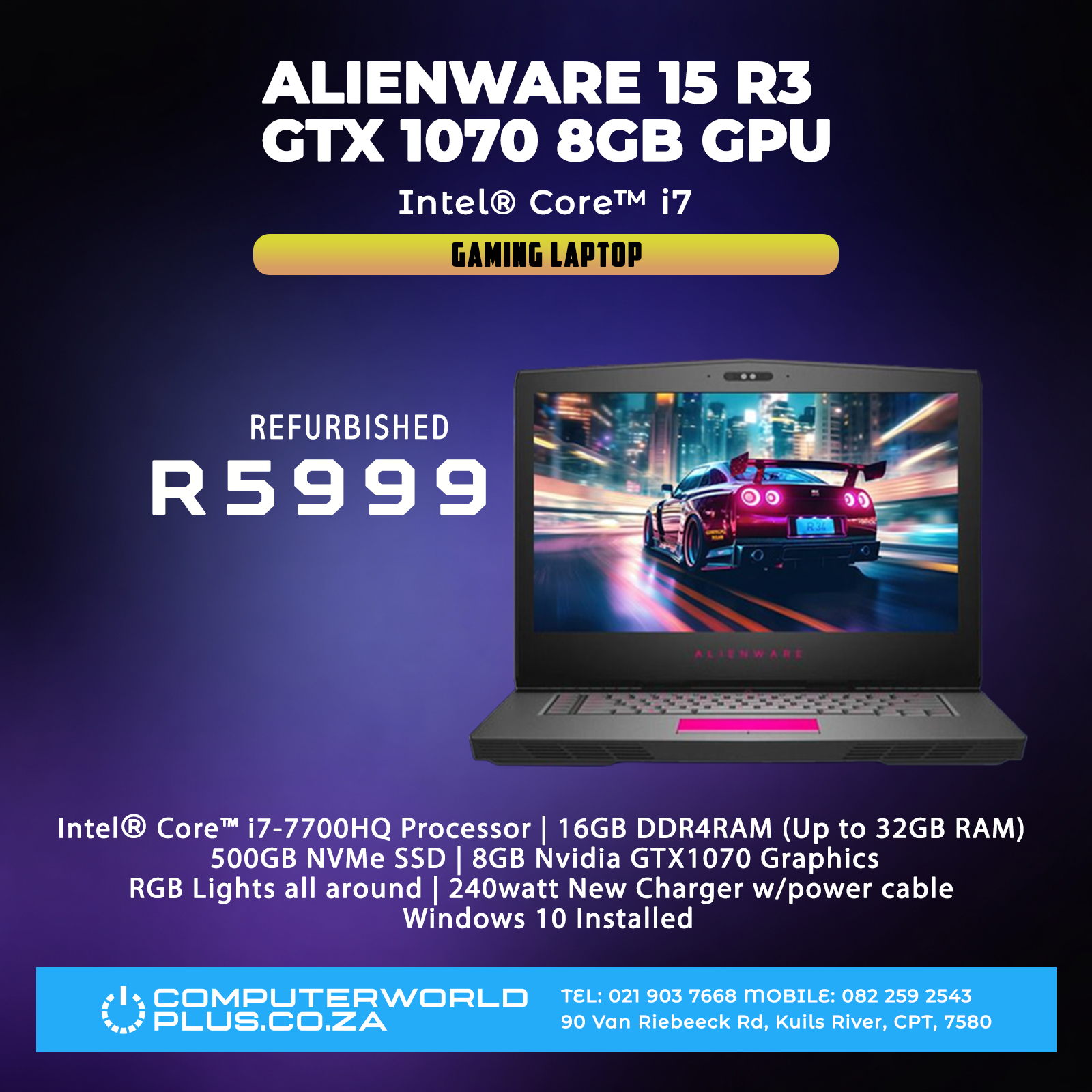 Alienware 15 R3 Gaming Laptop | GTX 1070 8GB GPU | Intel Core i7 | REFURBISHED
