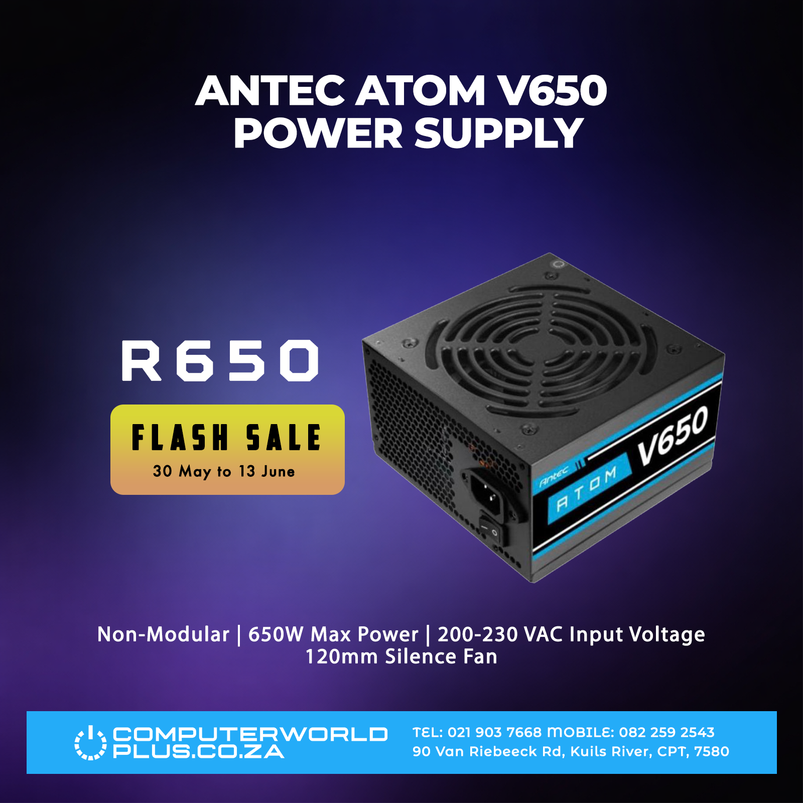 Antec Atom V650 Non-Modular Power Supply | FLASH SALE