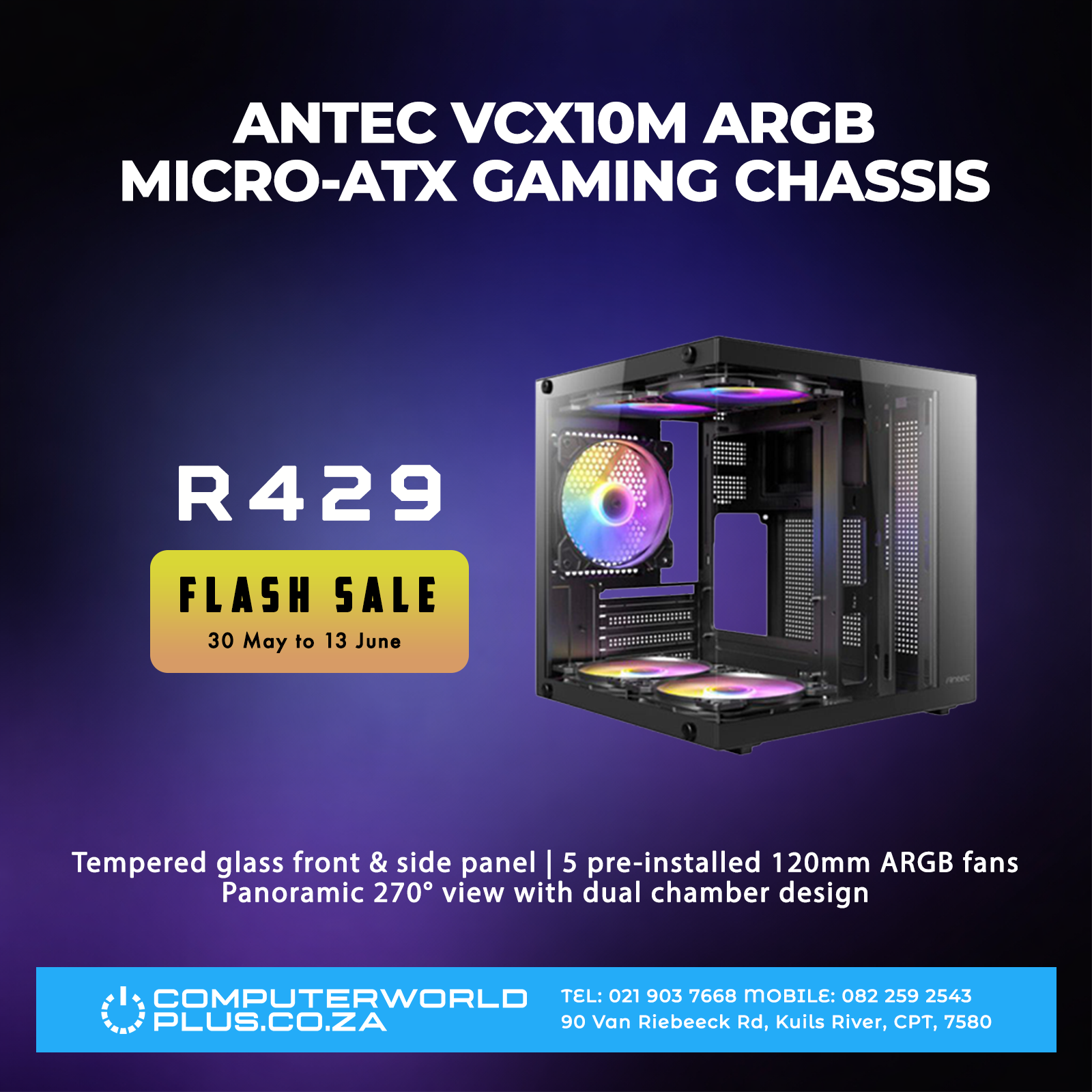 Antec VCX10M ARGB Micro-ATX Gaming Chassis | FLASH SALE