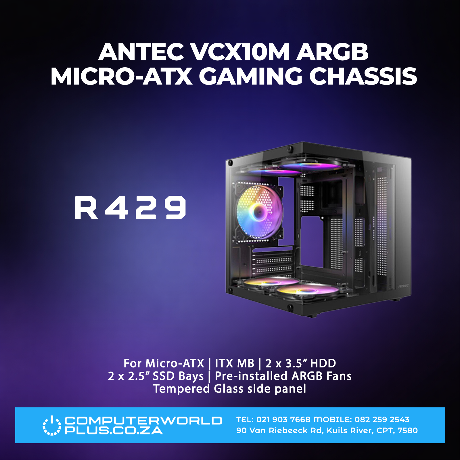 Antec VCX10M ARGB Micro-ATX Gaming Chassis | BRAND NEW