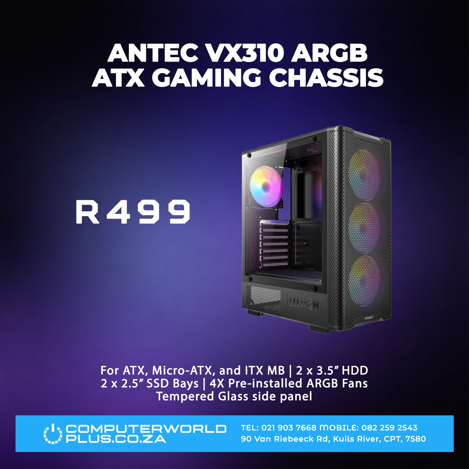 Antec VX310 ARGB ATX Gaming Chassis
