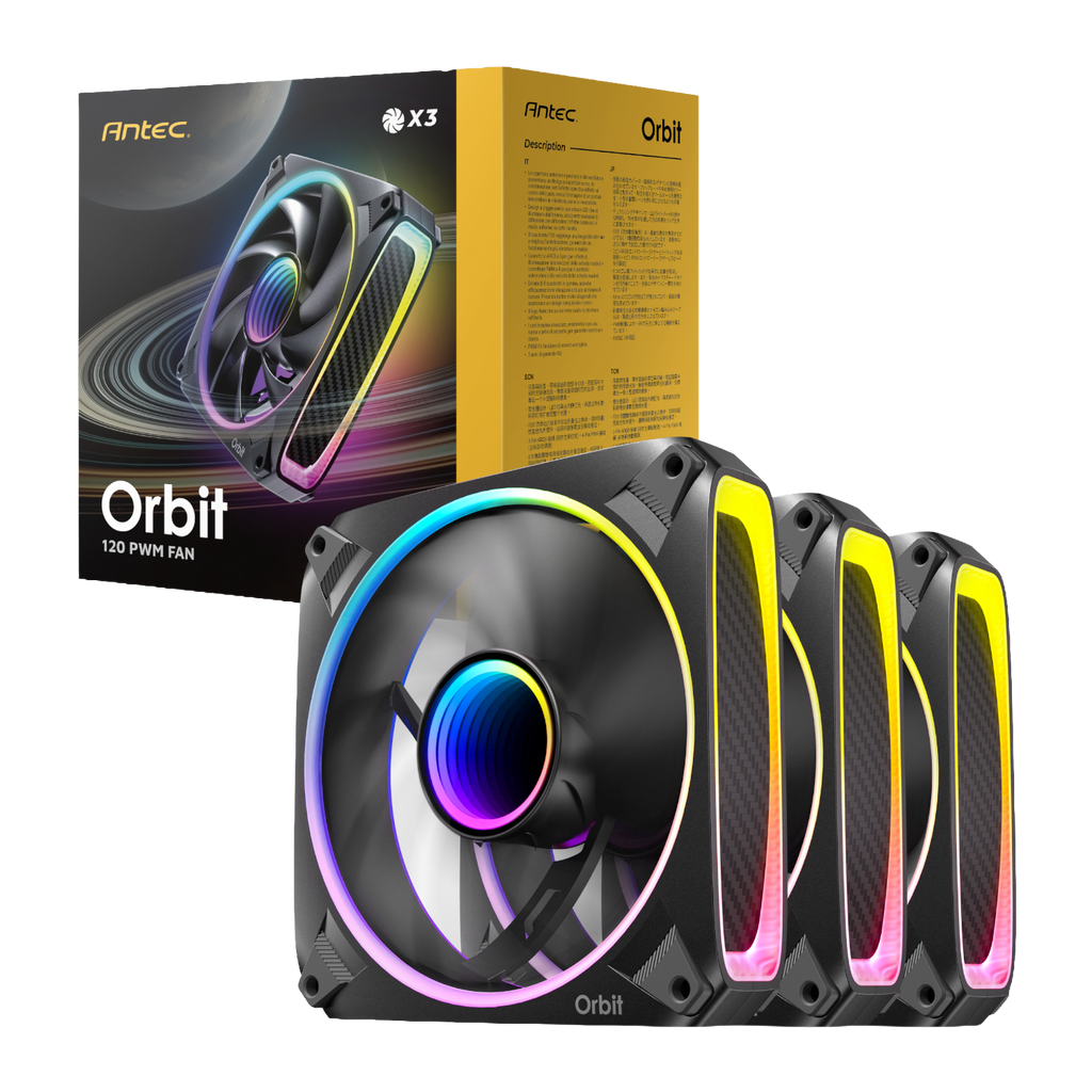 Antec ORBIT PWM 120mm 9 BLADE ARGB Fan 3 Pack – Black (NEW)