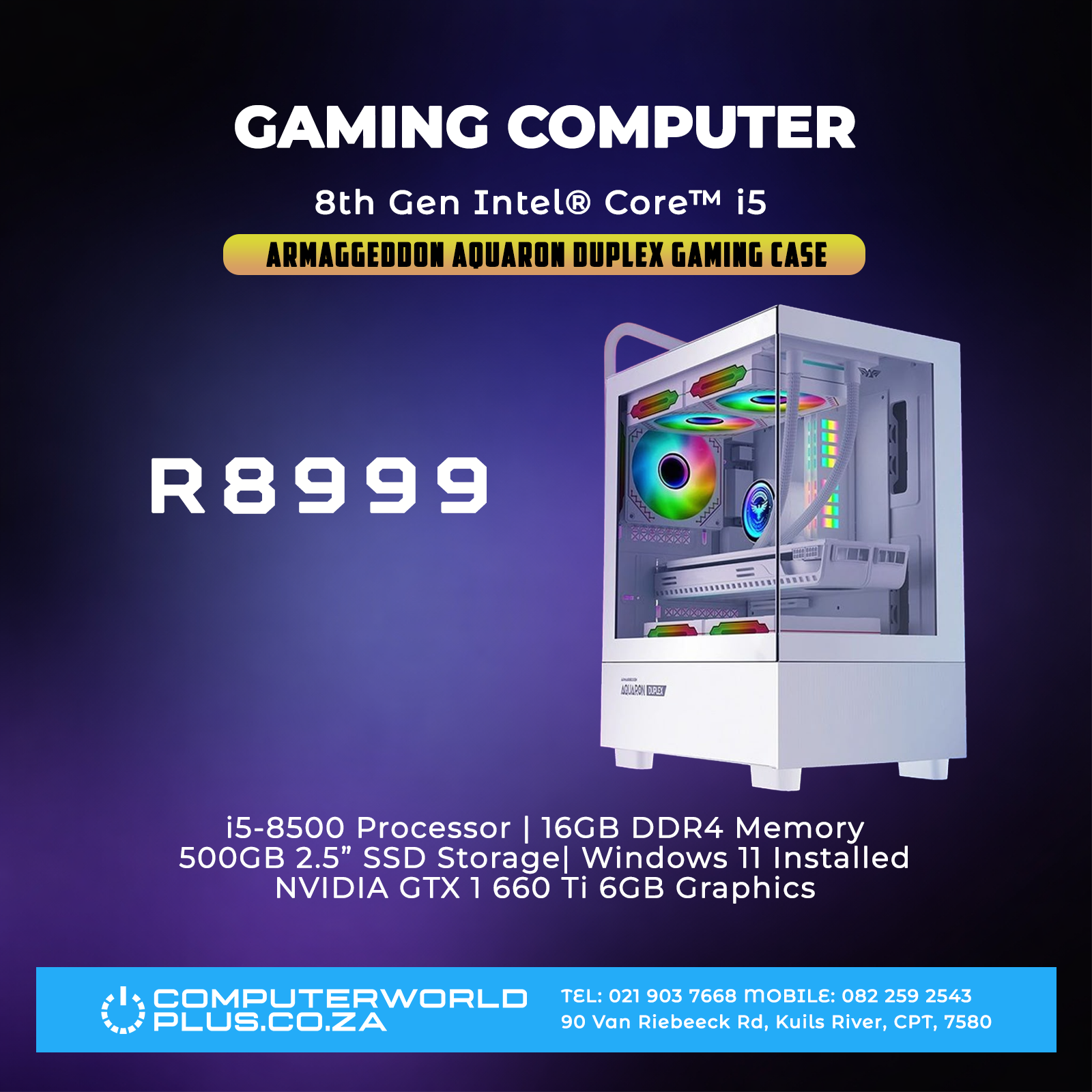 Pre-Built Gaming Computer | 8th Gen Intel Core i5 | Micro-ATX Gaming Case | NVIDIA Graphics Card | 550w PSU