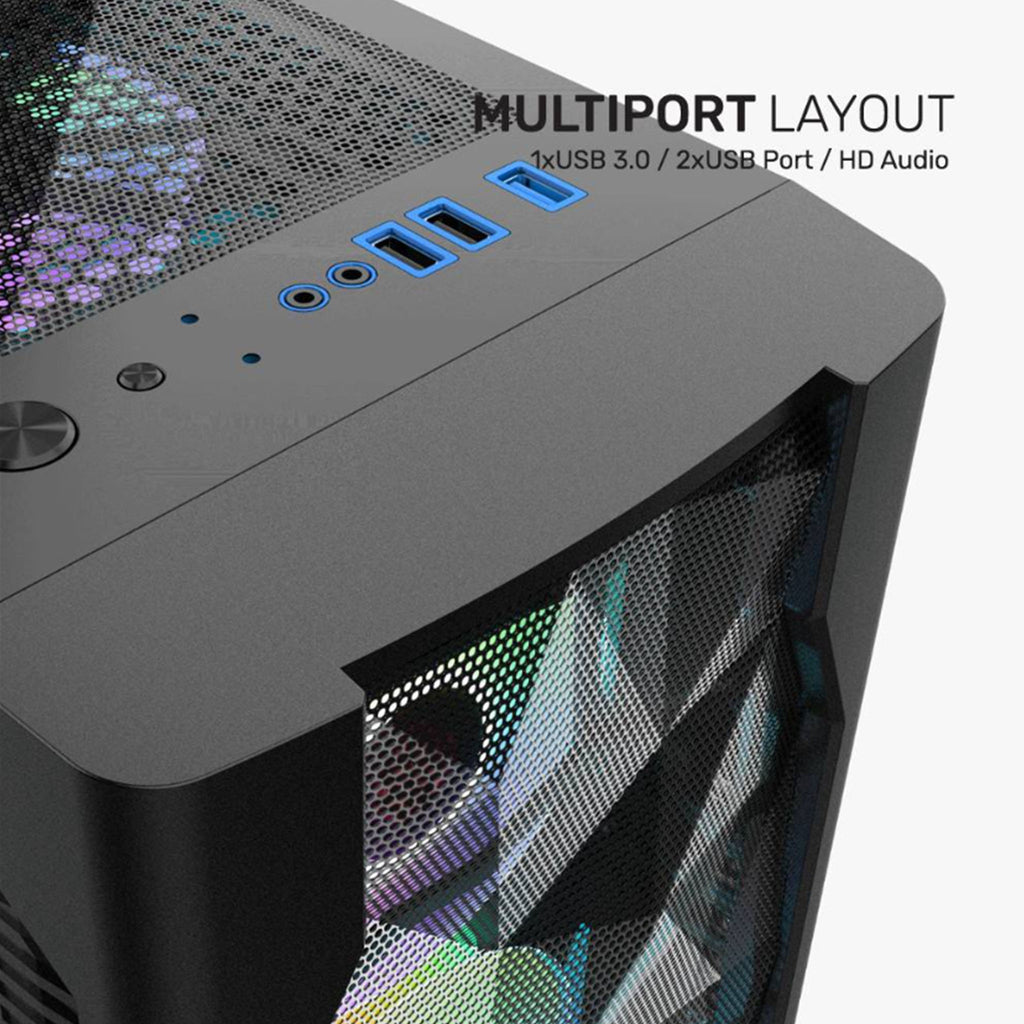 Armaggeddon Triton 3 ATX Gaming Case with 3xARGB Fans - Black