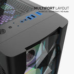 Armaggeddon Triton 3 ATX Gaming Case with 3xARGB Fans - Black