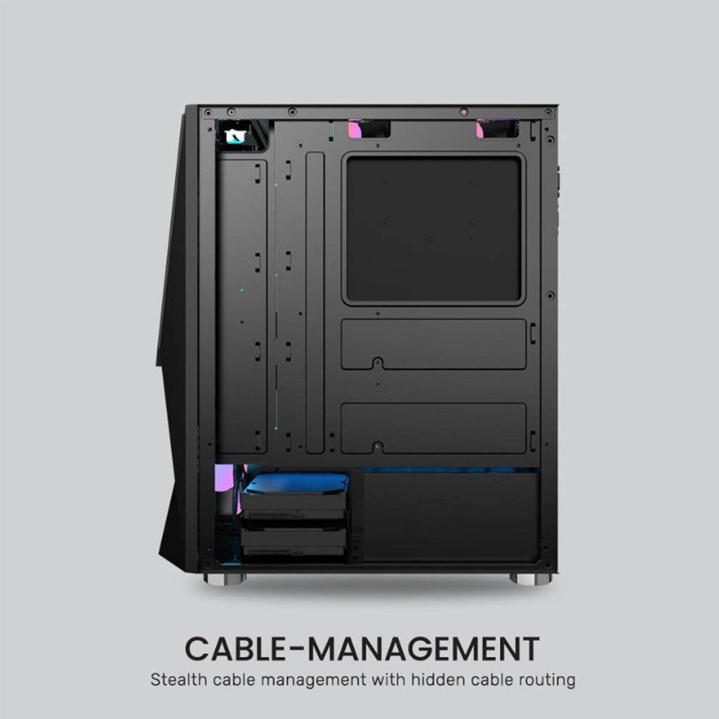 Armaggeddon Triton 3 ATX Gaming Case with 3xARGB Fans - Black