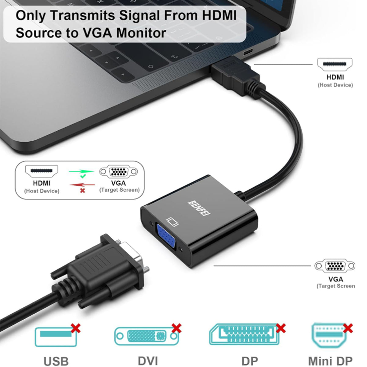 Uni-Directional DP to VGA Adapter