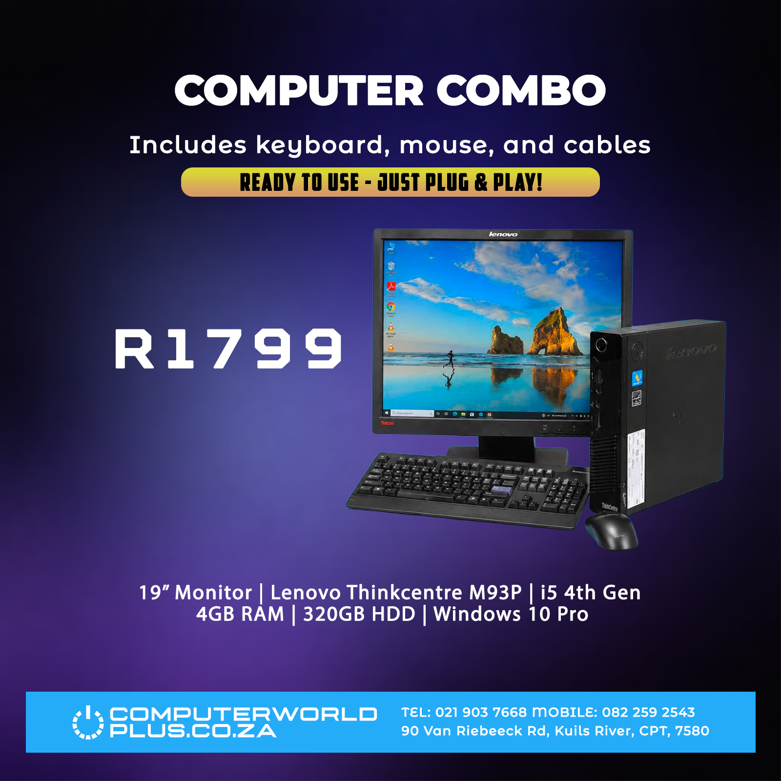 Computer Combo | Keyboard, Mouse, and Cables Included | i5 4th Gen | REFURBISHED