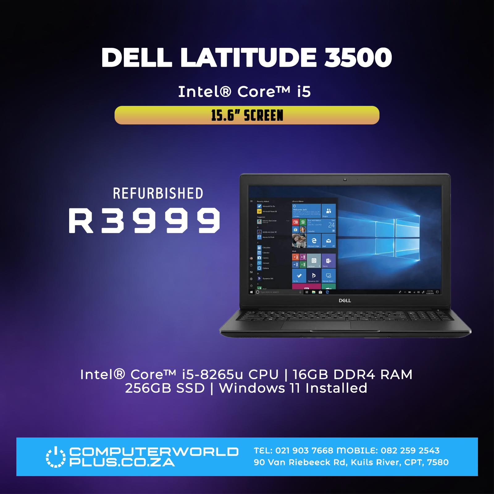 Dell Latitude 3500 15.6" Laptop | Intel Core i5 | REFURBISHED