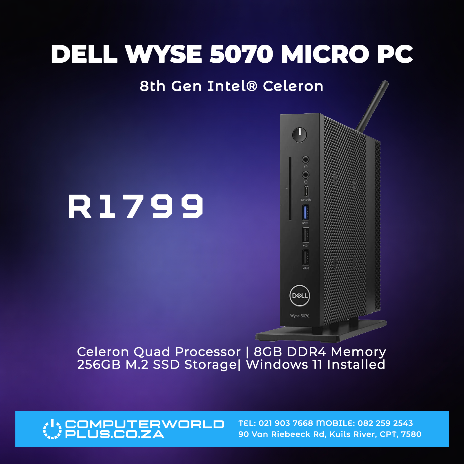Dell Wyse 5070 Micro MFF Desktop PC | 8th Gen Intel Celeron | REFURBISHED