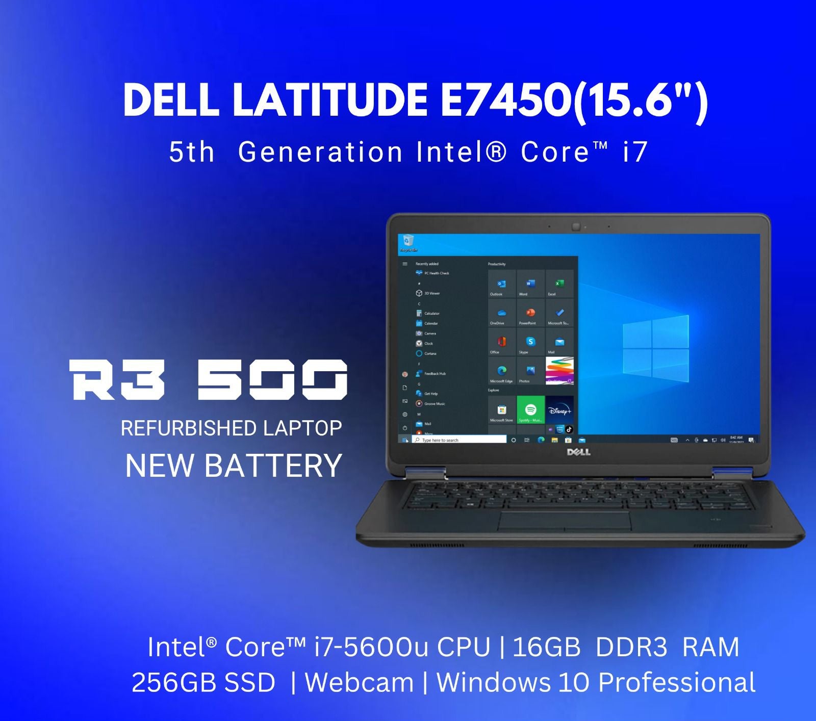 Dell Latitude E7450 15.6" | 5th Gen | Core i7 (REFURBISHED W/ NEW BATTERY)
