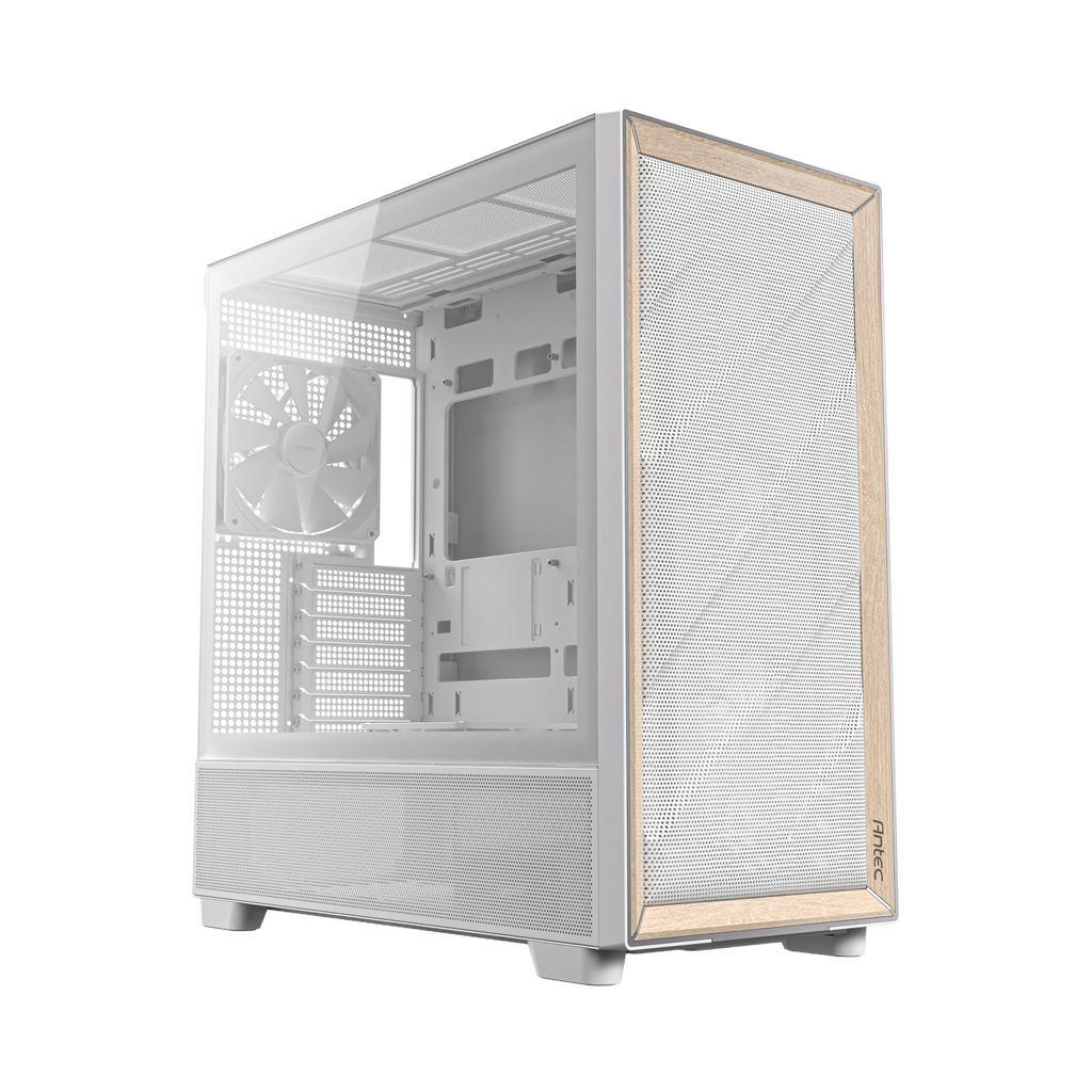Antec FLUX Mid-Tower E-ATX Gaming Chassis Wood Front Panel – White (NEW)