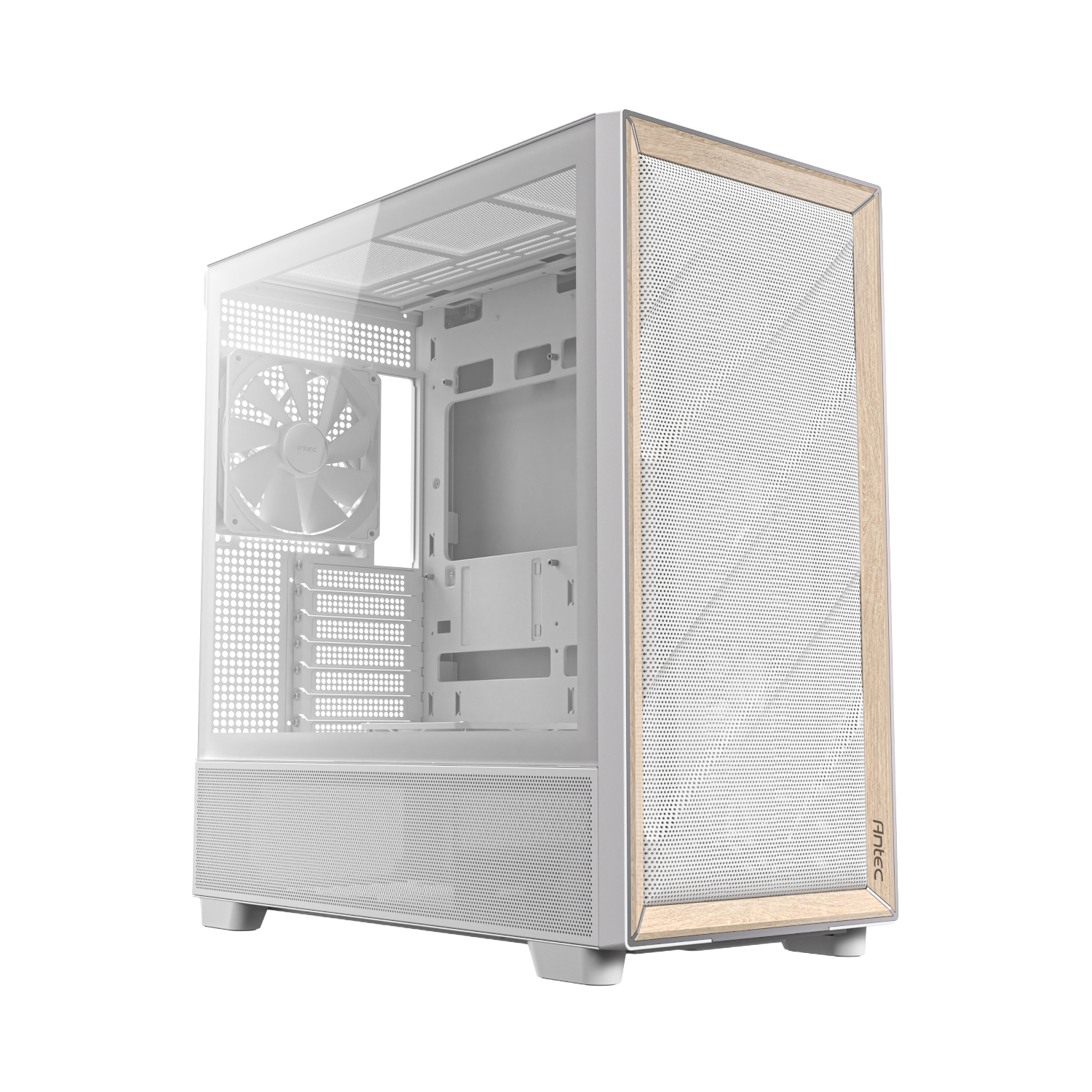 Antec FLUX Mid-Tower E-ATX Gaming Chassis Wood Front Panel – White (NEW)