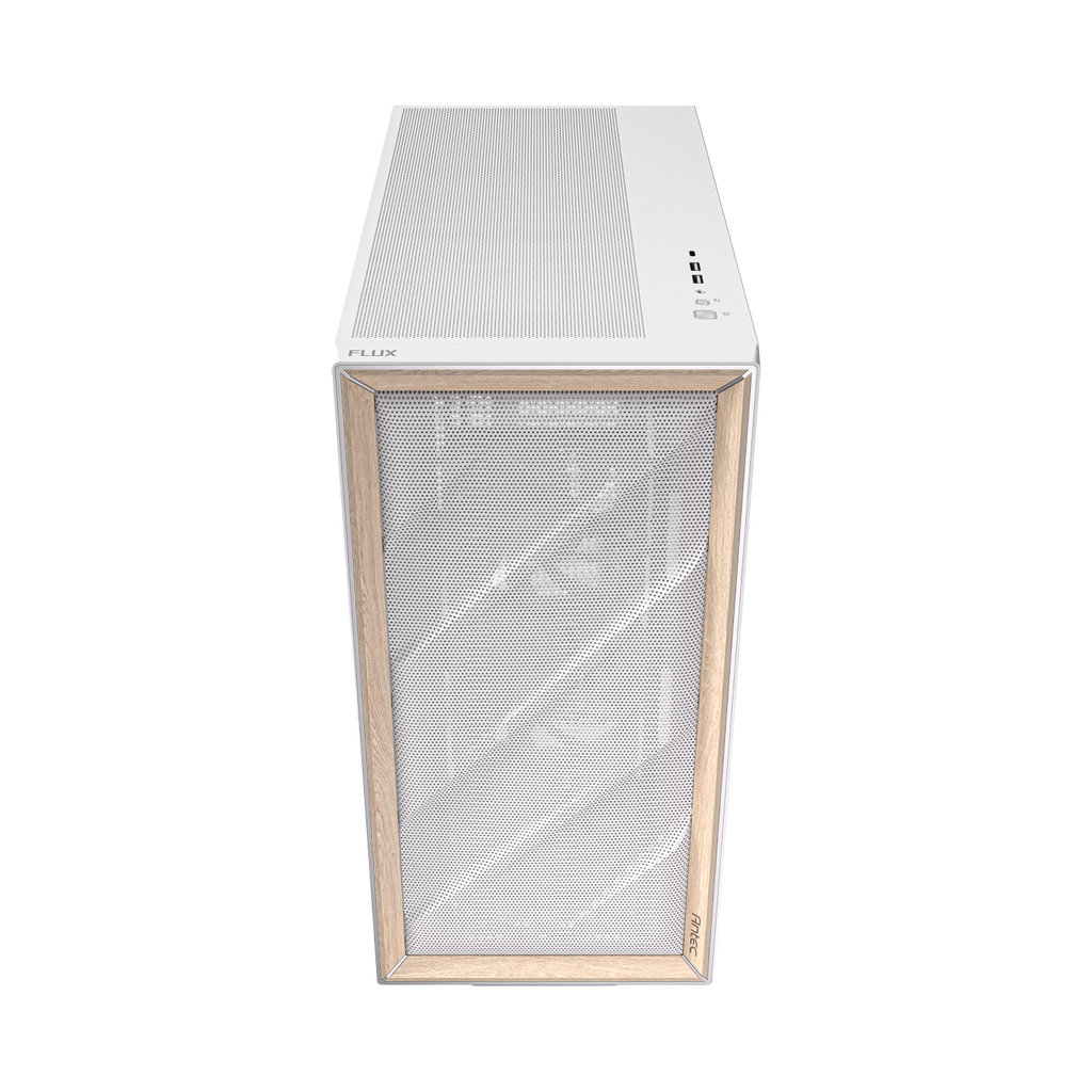 Antec FLUX Mid-Tower E-ATX Gaming Chassis Wood Front Panel – White (NEW)