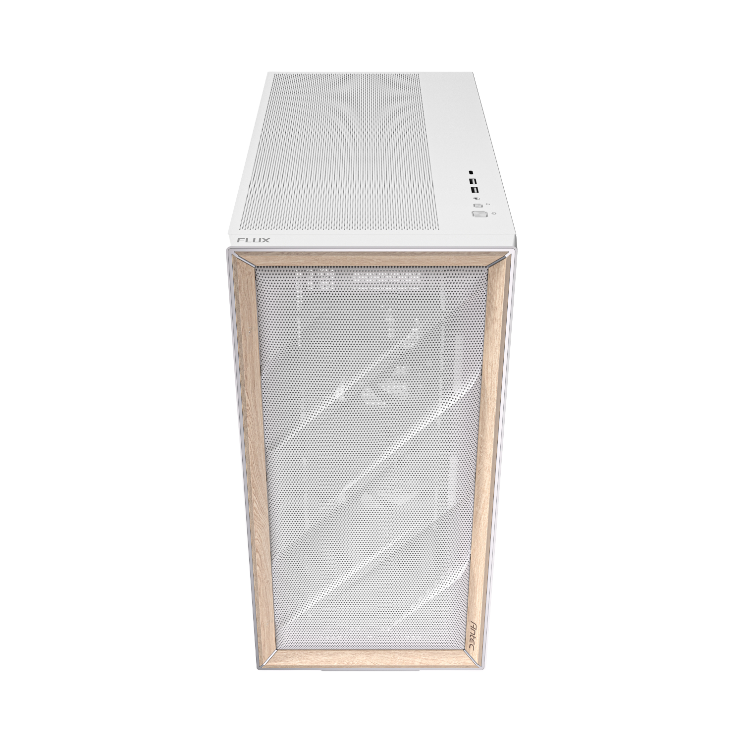Antec FLUX Mid-Tower E-ATX Gaming Chassis Wood Front Panel – White (NEW)