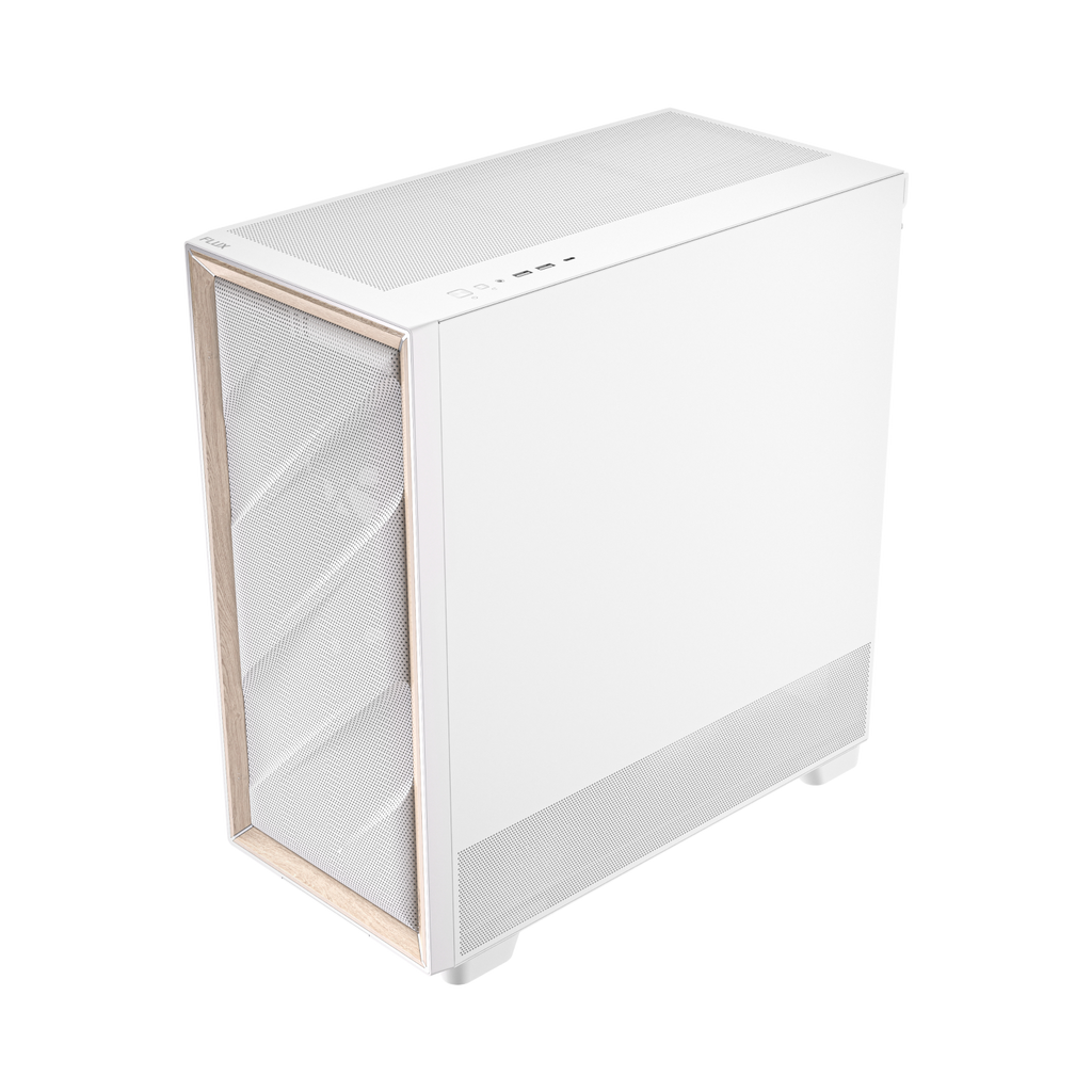 Antec FLUX Mid-Tower E-ATX Gaming Chassis Wood Front Panel – White (NEW)