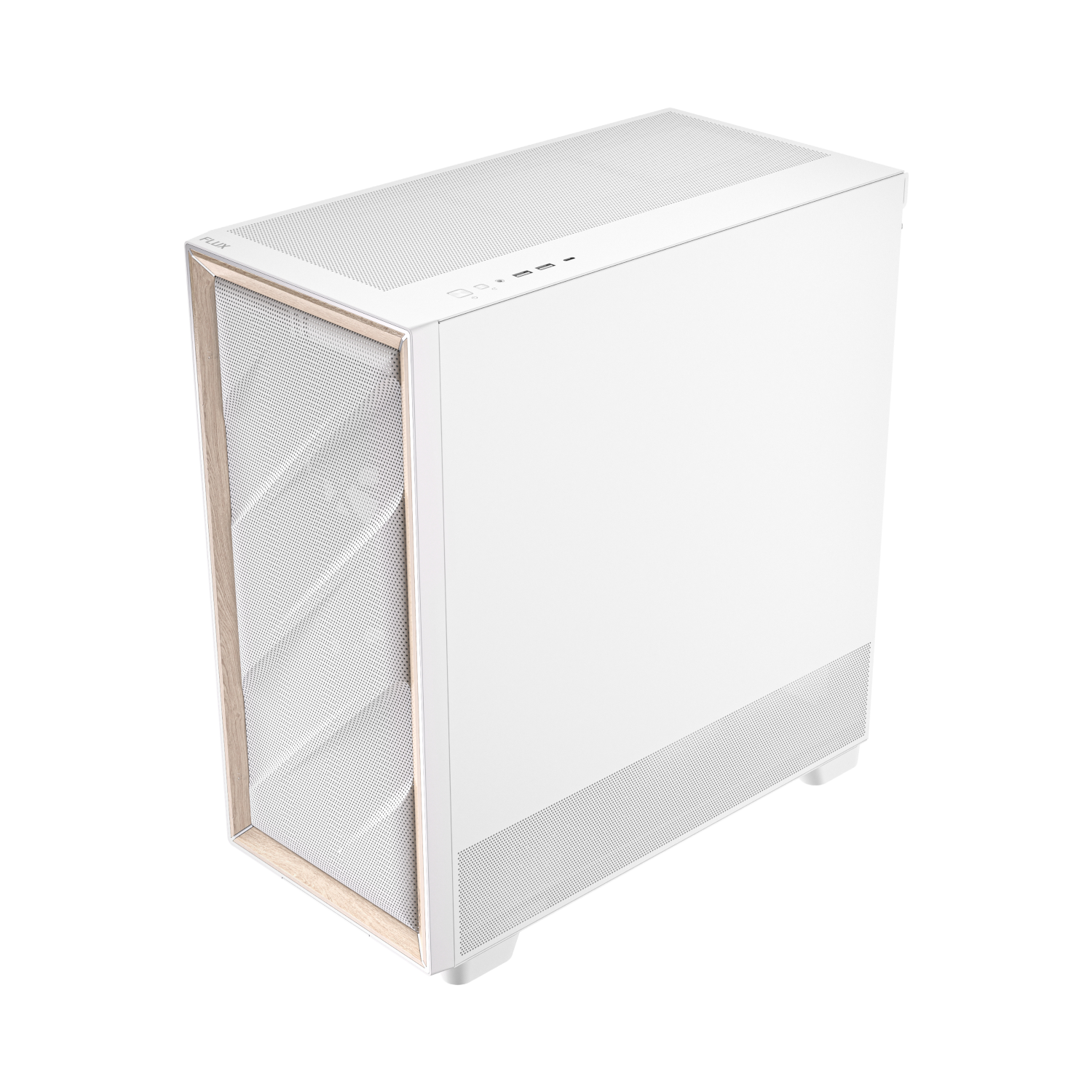 Antec FLUX Mid-Tower E-ATX Gaming Chassis Wood Front Panel – White (NEW)