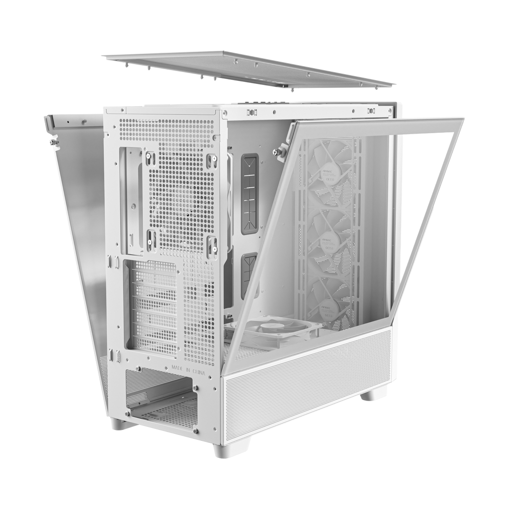 Antec FLUX Mid-Tower E-ATX Gaming Chassis Wood Front Panel – White (NEW)