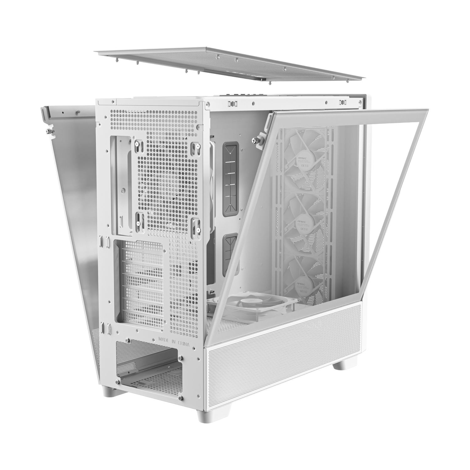 Antec FLUX Mid-Tower E-ATX Gaming Chassis Wood Front Panel – White (NEW)