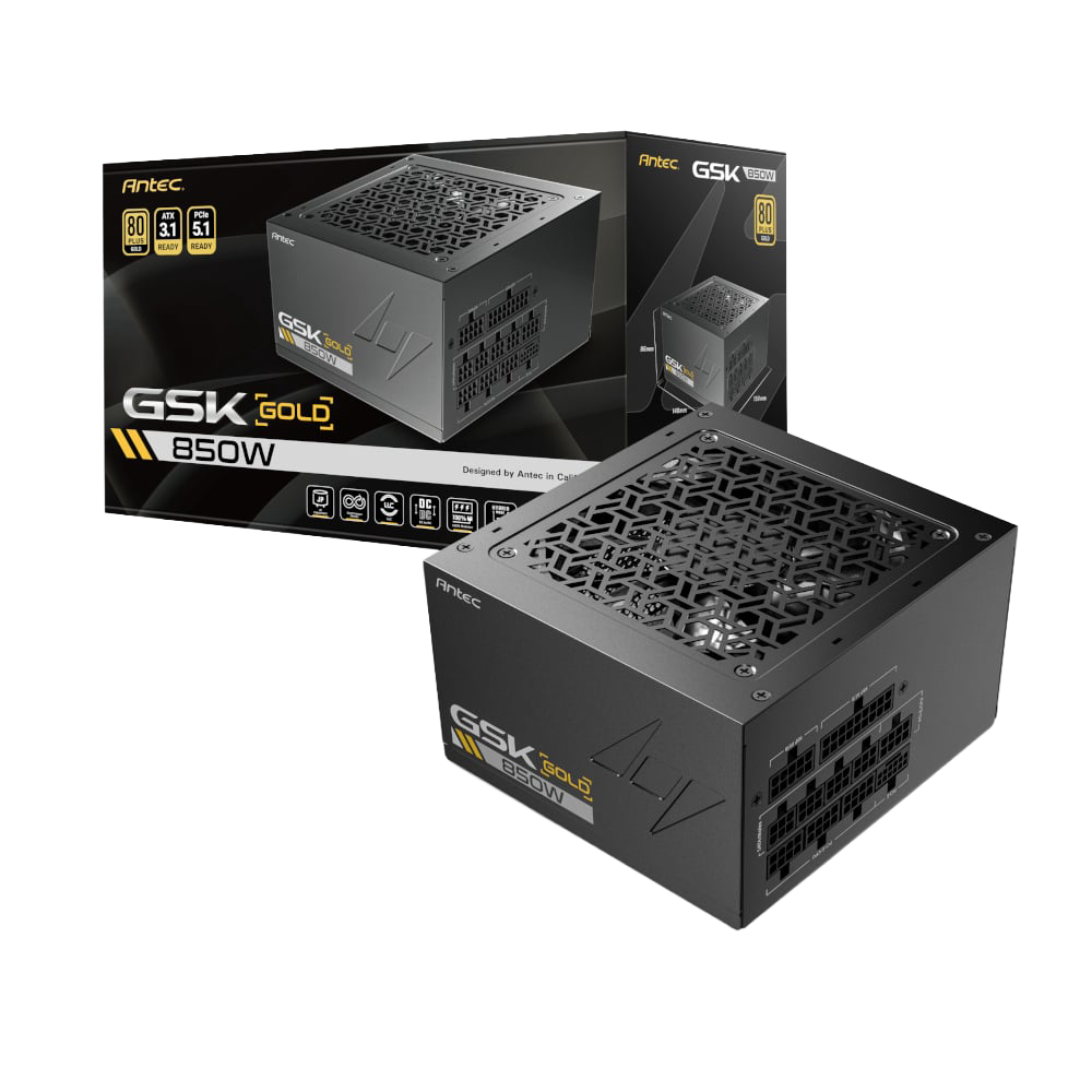 Antec GSK 850W PCIe 5.1 Gen5 80 PLUS Gold Fully Modular Power Supply (NEW SEALED)