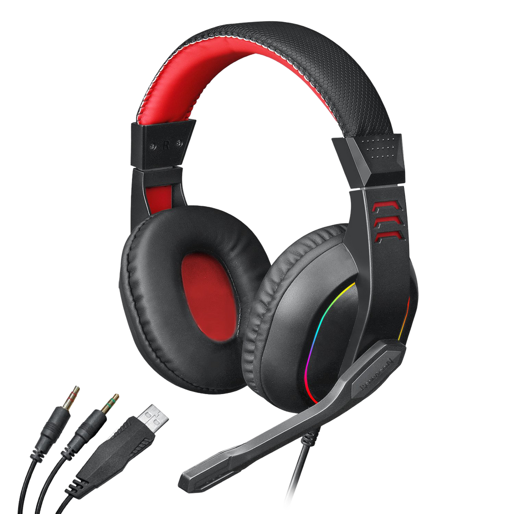 Redragon Over-Ear ARES Aux RGB Gaming Headset – Black (NEW SEALED)