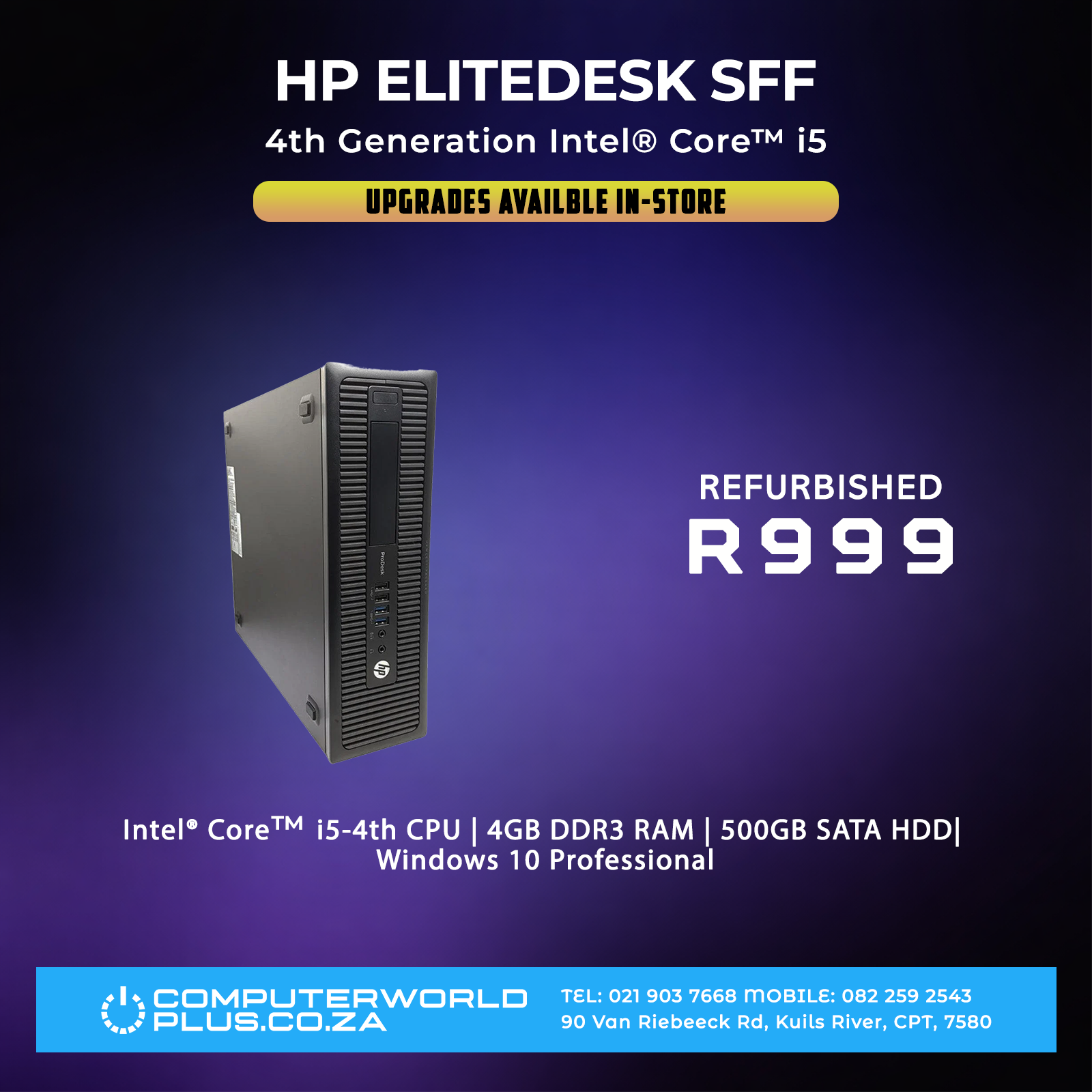HP EliteDesk SFF Desktop  | 4th Gen Core i5 | Upgrades Available in-store (REFURBISHED)