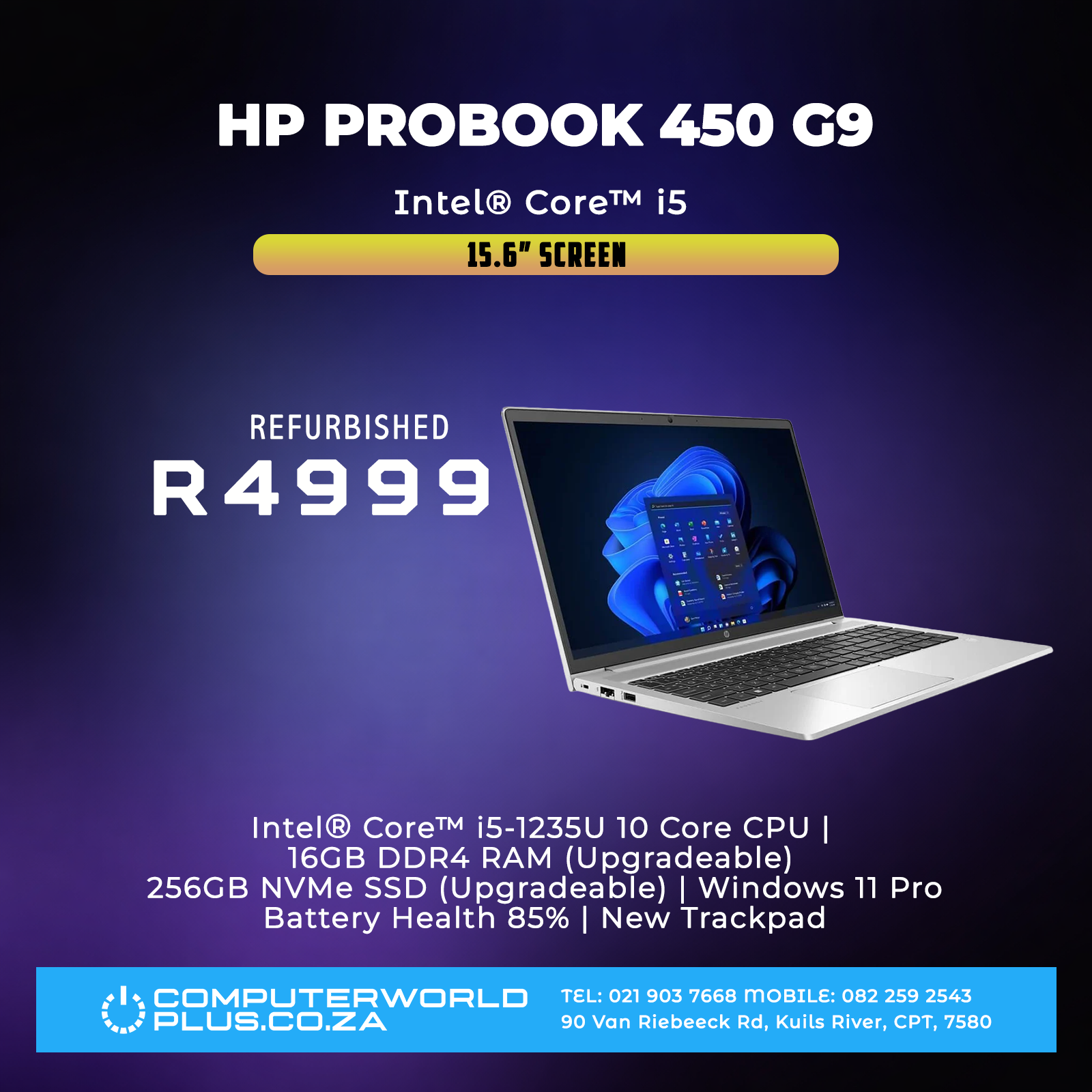 HP Probook 450 G9 Business Laptop | Intel Core i5 | REFURBISHED