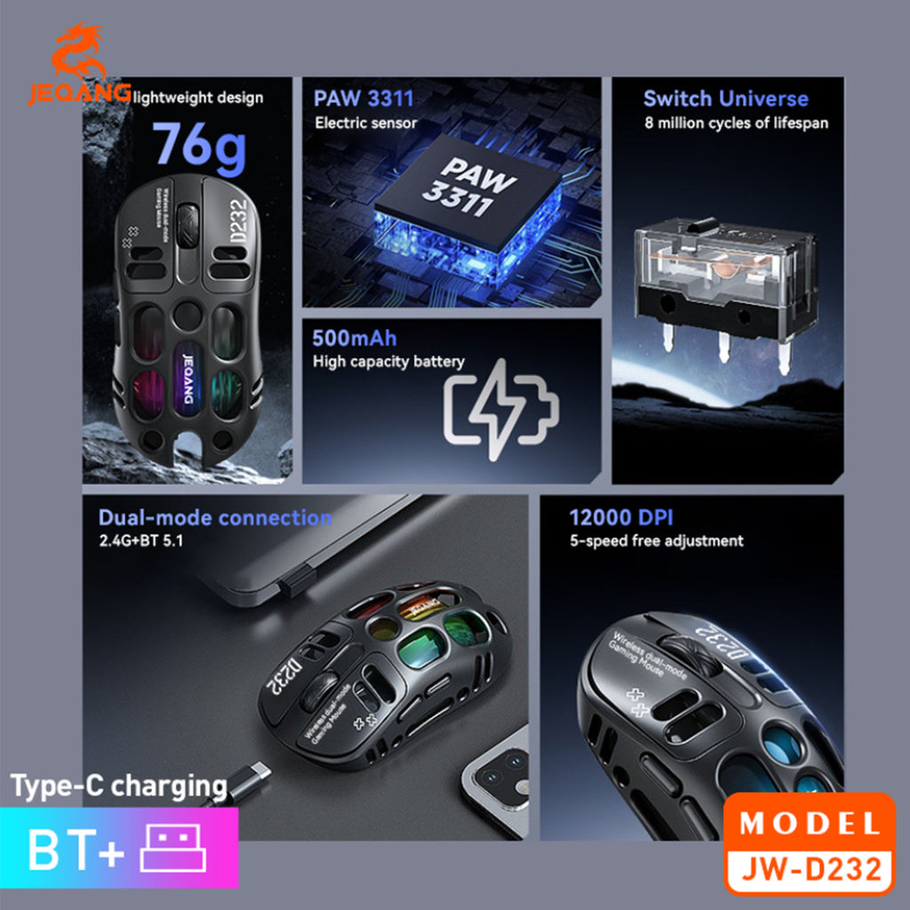 Jeqang Wireless Game Mouse Black