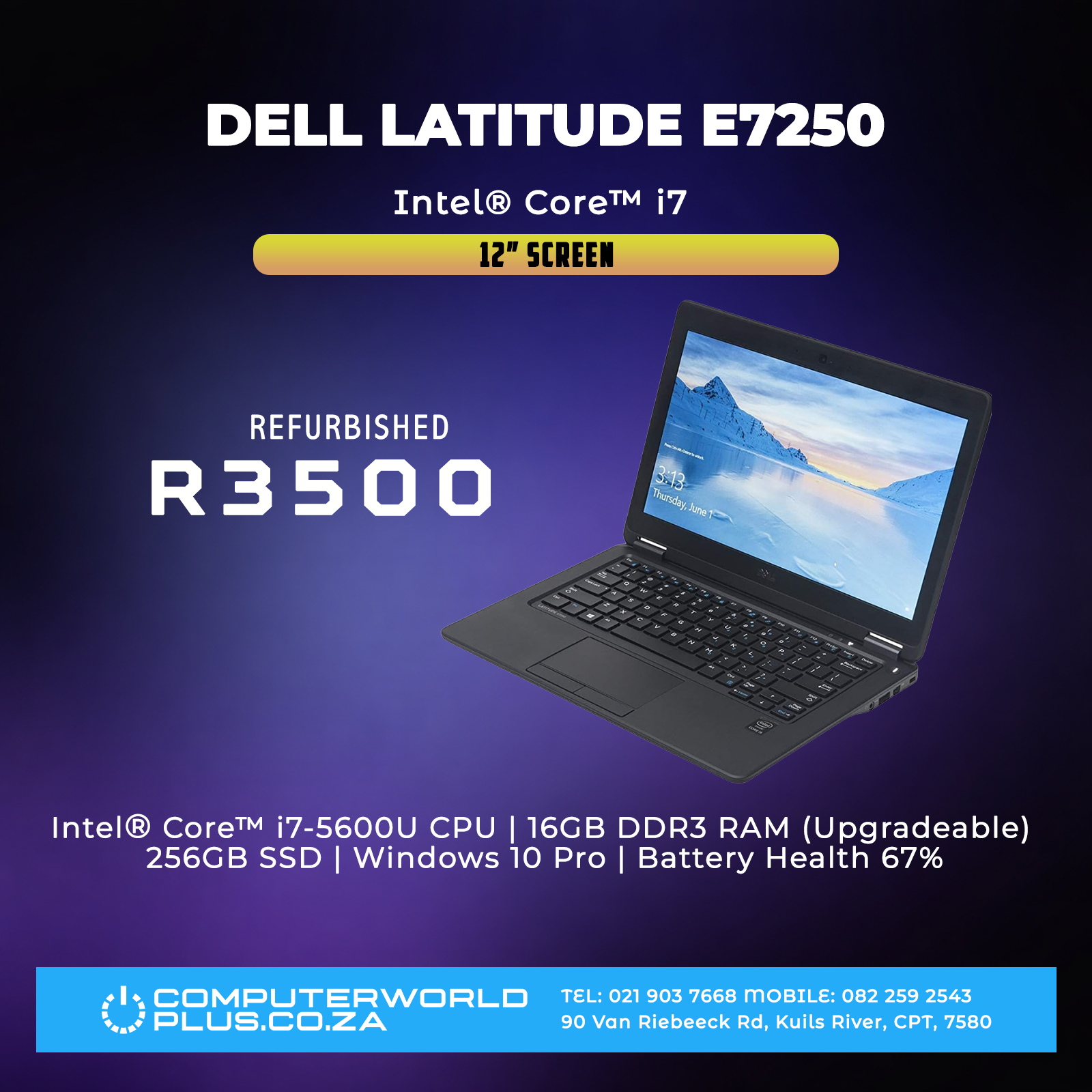 Dell Latitude E7250 Business Laptop | Intel Core i7 | REFURBISHED