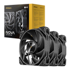 Antec NOVA 120 PWM Fan – 9 BLADE – 3 Pack with Speed Controller – Black (NEW)