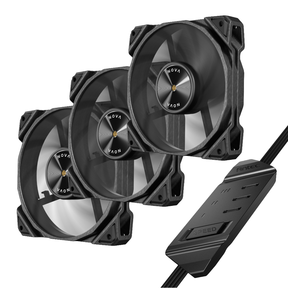 Antec NOVA 120 PWM Fan – 9 BLADE – 3 Pack with Speed Controller – Black (NEW)