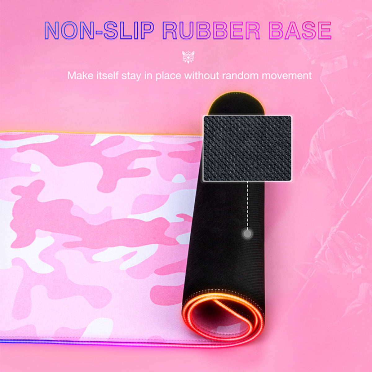 Onikuma Gaming Mousepad Pink Camouflage with Lighting