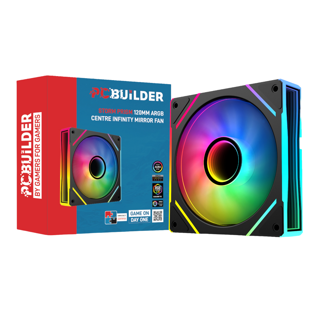 PCBuilder STORM PRISM 120mm ARGB Centre Infinity Mirror Fan (NEW)
