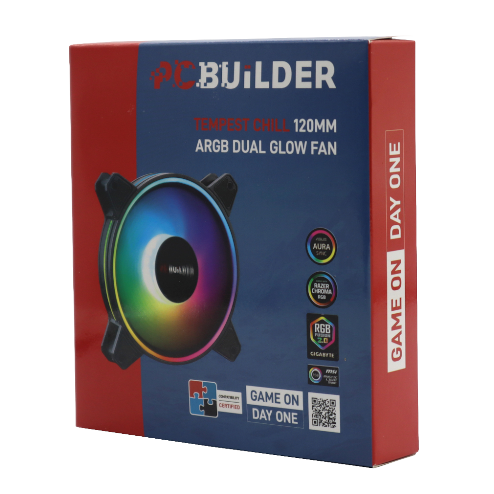 PCBuilder Tempest Chill 120MM ARGB Dual Glow Fan (NEW)
