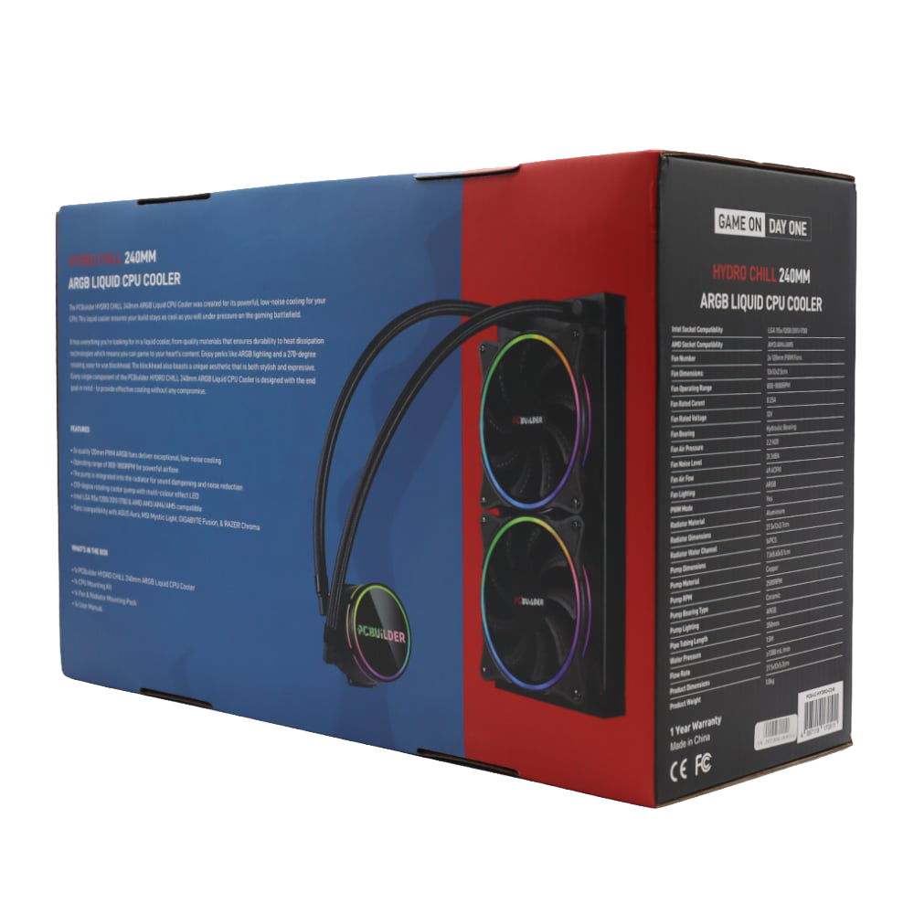 PCBuilder Hydro Chill 240MM AIO Liquid CPU Cooler ARGB (NEW SEALED)