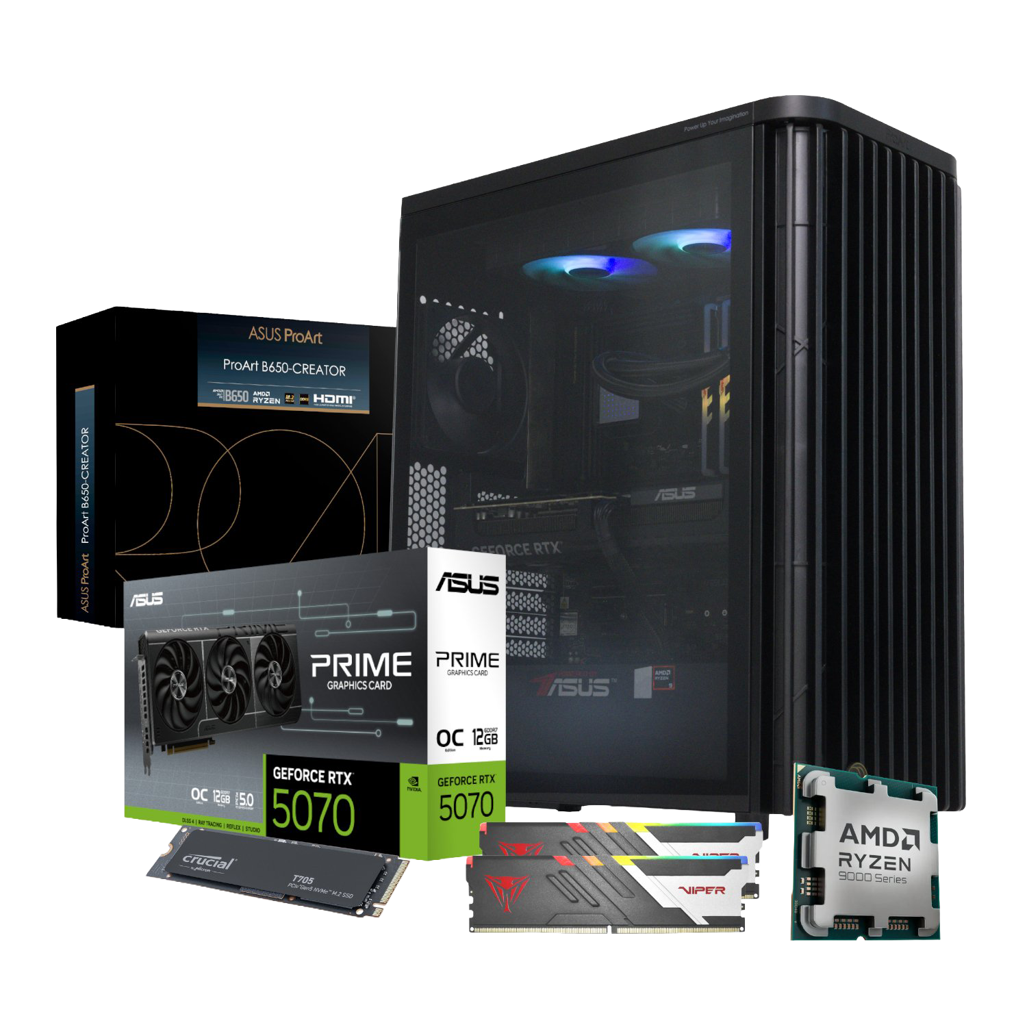 PCBuilder Ryzen 9 9900X CONTENT CREATOR/ 3D RENDERING/ VIDEO EDITING/ GRAPHIC DESIGN PC (NEW SEALED)