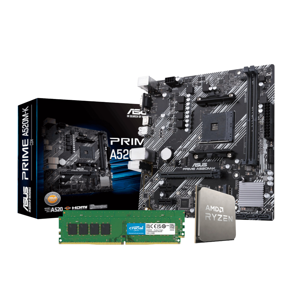 AMD Ryzen 5 3600 – 16GIG 3200MHZ – ASUS A520M MB – LEVEL UP Core Upgrade Kit
