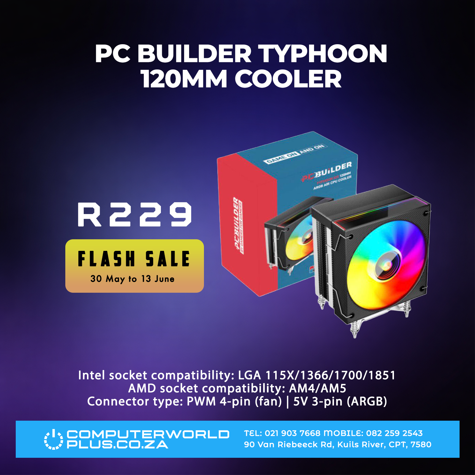 PCBuilder 120mm Air CPU Cooler | FLASH SALE