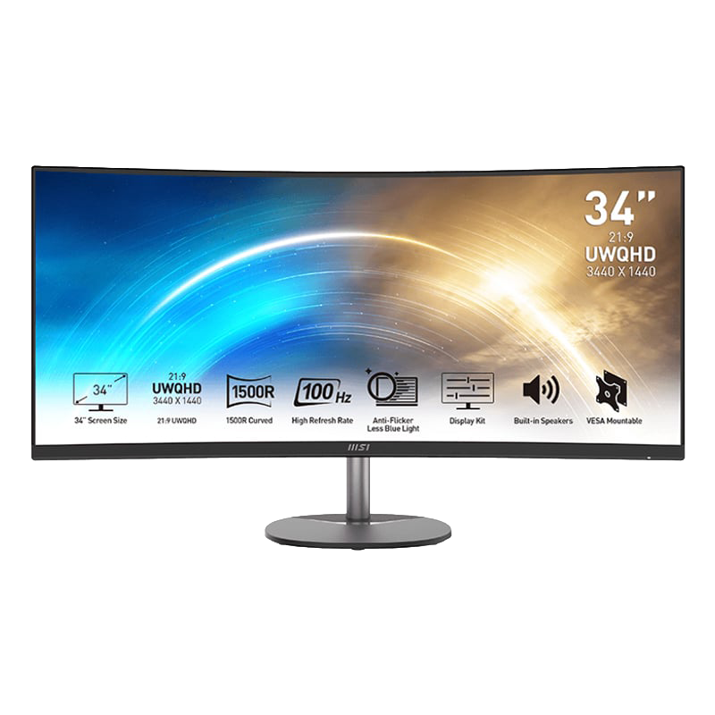 MSI PRO MP341CQ 34″ VA Ultrawide Curved Pro Monitor (1500R, 3440×1440, 1ms, 100Hz) (NEW SEALED)