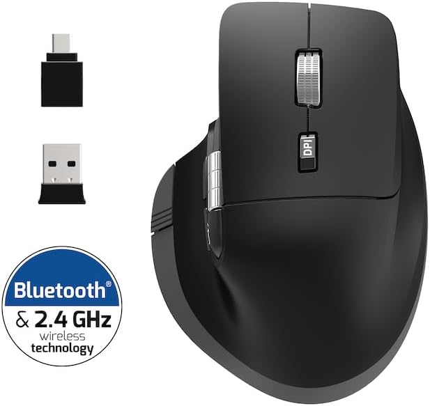 PORT Connect Professional Mouse | ULTIMATE Bluetooth & Wireless Rechargeable Mouse | Silent Click | AI Quick Access Button