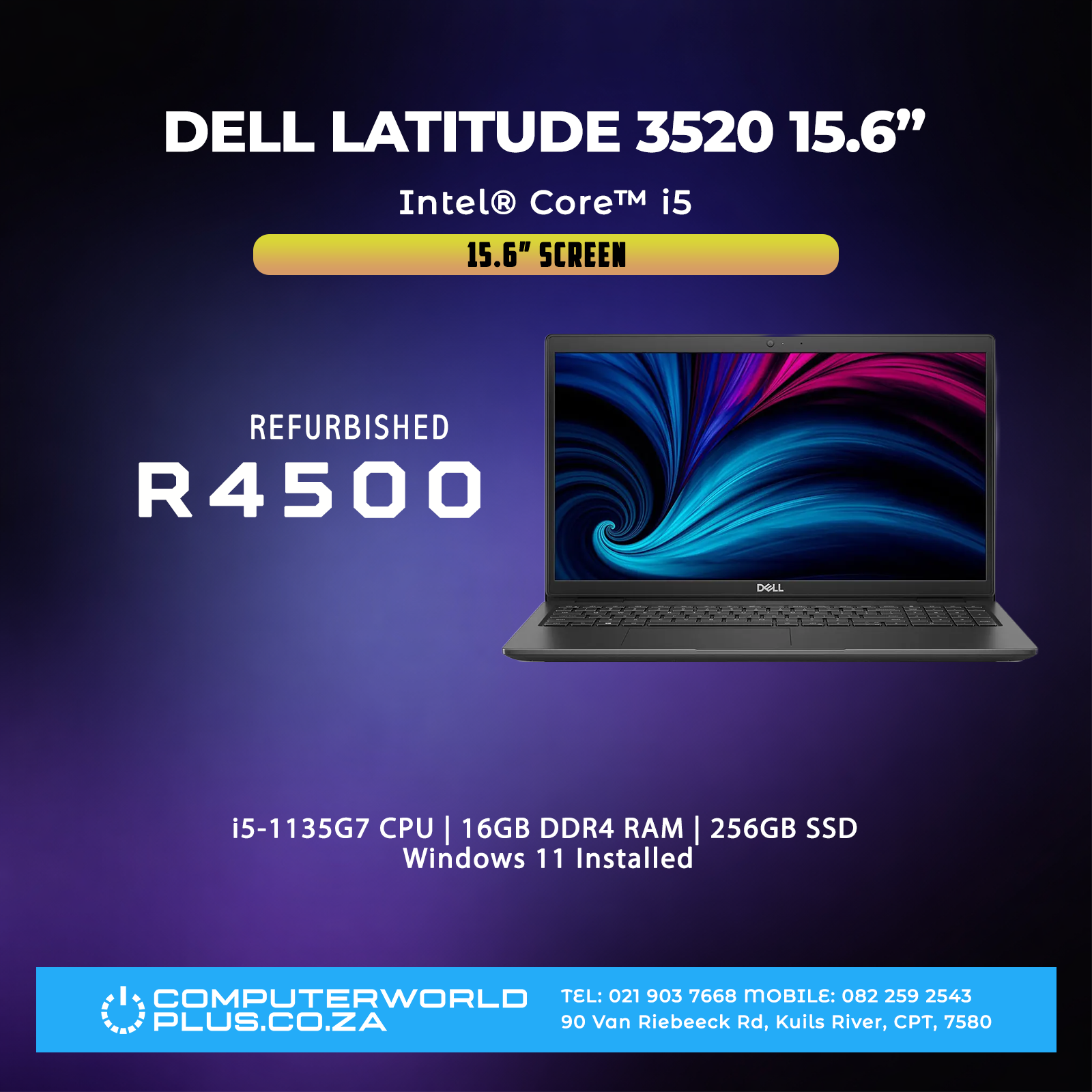 Dell Latitude 3520 15.6" Laptop | Intel Core i5-1135G7 CPU (REFURBISHED)