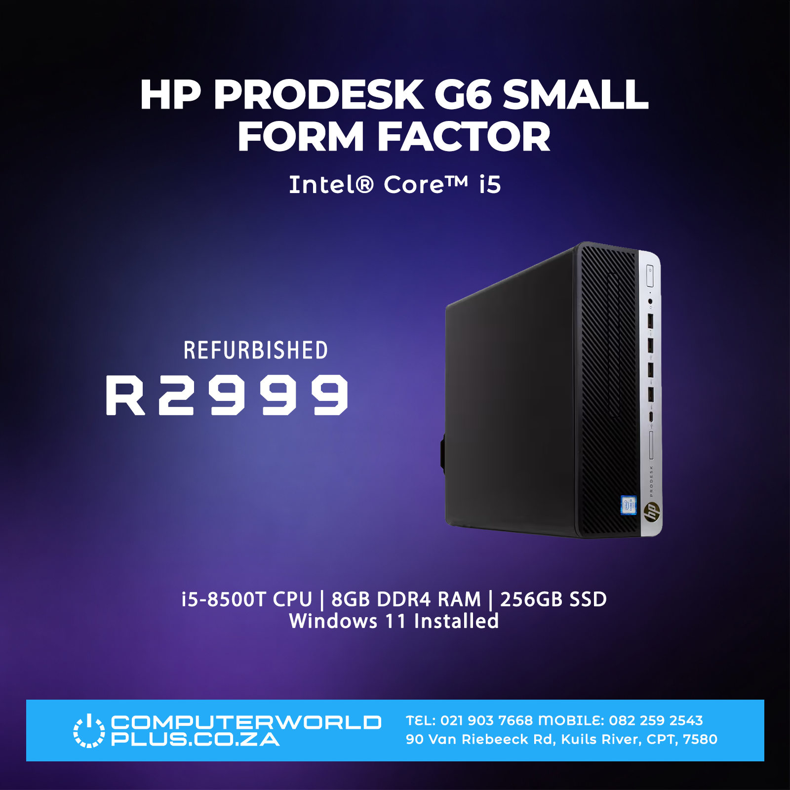 HP ProDesk G6 SFF Desktop | Intel Core i5-8500T CPU | (REFURBISHED)