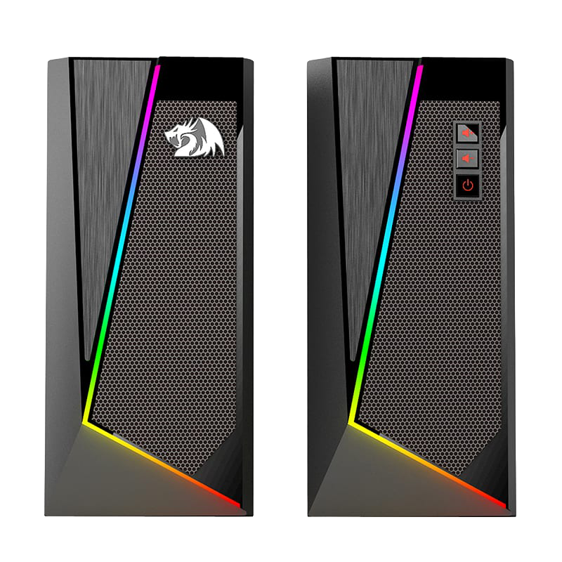 REDRAGON 2.0 Satellite Speaker ANVIL 2 x 3W RGB USB|Aux Gaming Speaker – Black (NEW)