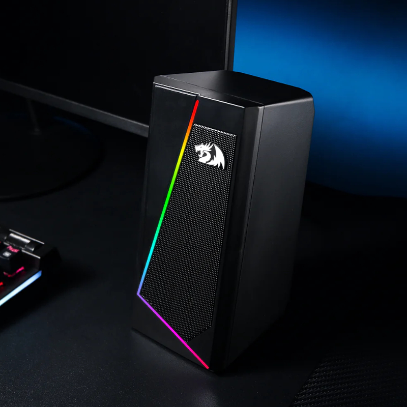 REDRAGON 2.0 Satellite Speaker ANVIL 2 x 3W RGB USB|Aux Gaming Speaker – Black (NEW)