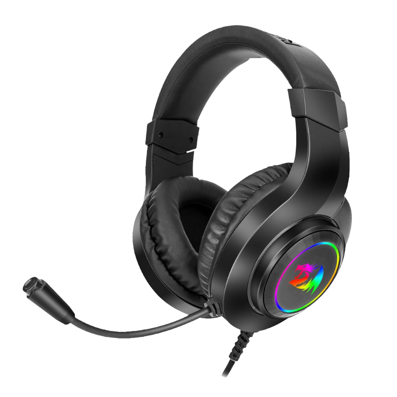 REDRAGON Over-Ear HYLAS Aux (Mic & Headset)|USB (Power Only) RGB Gaming Headset – Black (NEW SEALED)