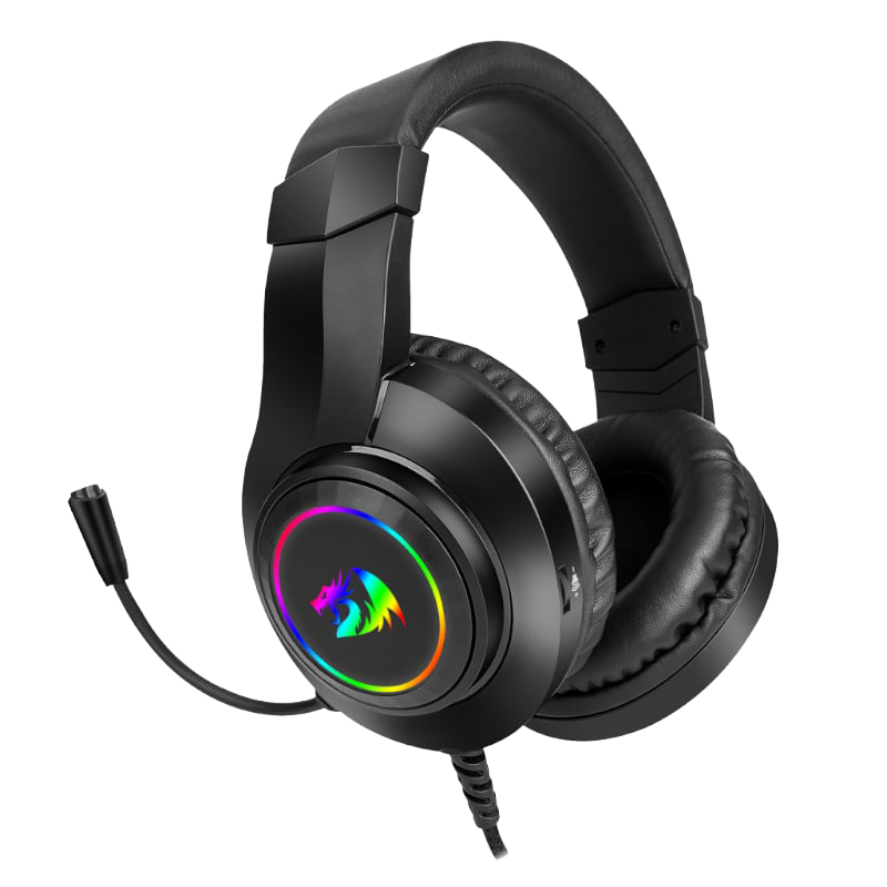 REDRAGON Over-Ear HYLAS Aux (Mic & Headset)|USB (Power Only) RGB Gaming Headset – Black (NEW SEALED)